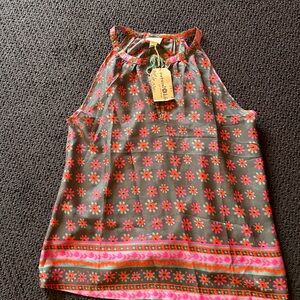 NATURAL LIFE Gray Floral Tank - Pink and Orange Accents